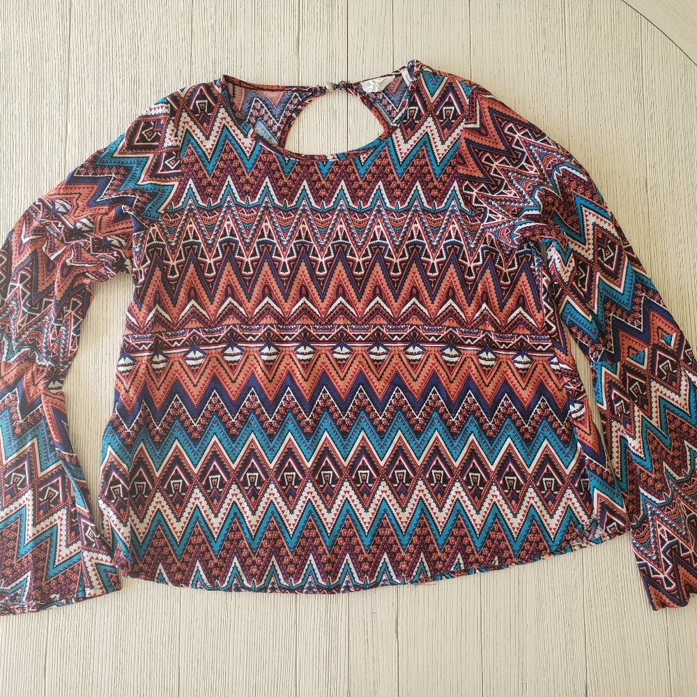 "One Clothing" Boho Bell Sleeve Top